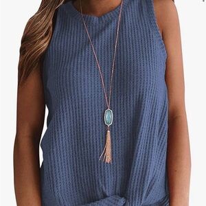 Elegant Blue Textured Tank Top